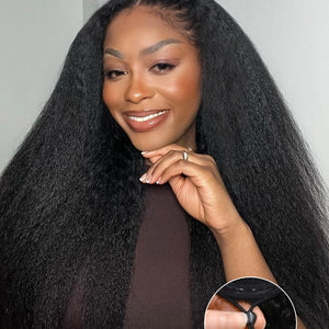 Beme V Part 2.0 Kinky Straight Glueless Wigs 100% Human hair
