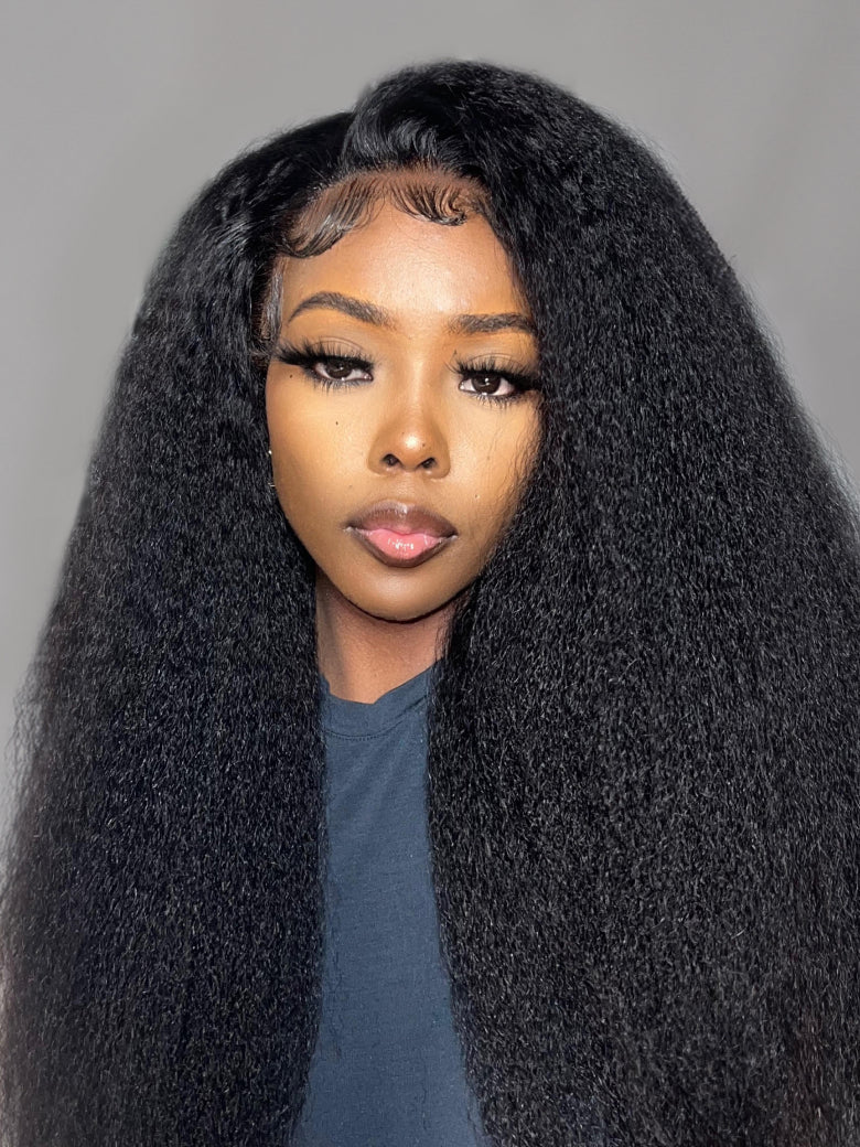 Beme 13x4 Black & Reddish Brown Kinky Straight Wig With 100% Human Hair