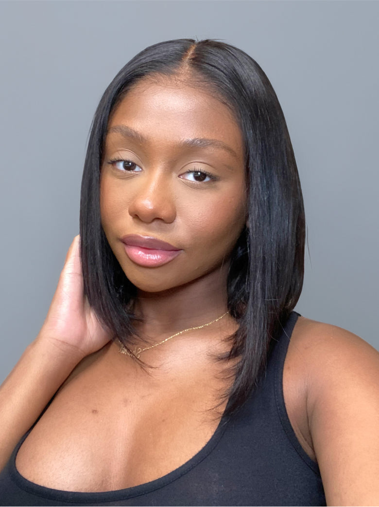 Beme Pre everything 4x4 Black & Highlight Straight Bob Wigs With 100% Human Hair