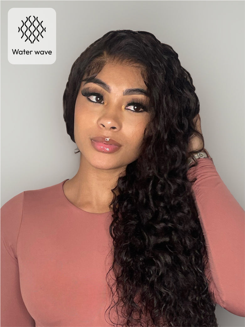 Beme Pre everything 7x5 Black & Reddish Brown Water & Deep Wave Wig With 100% Human Hair