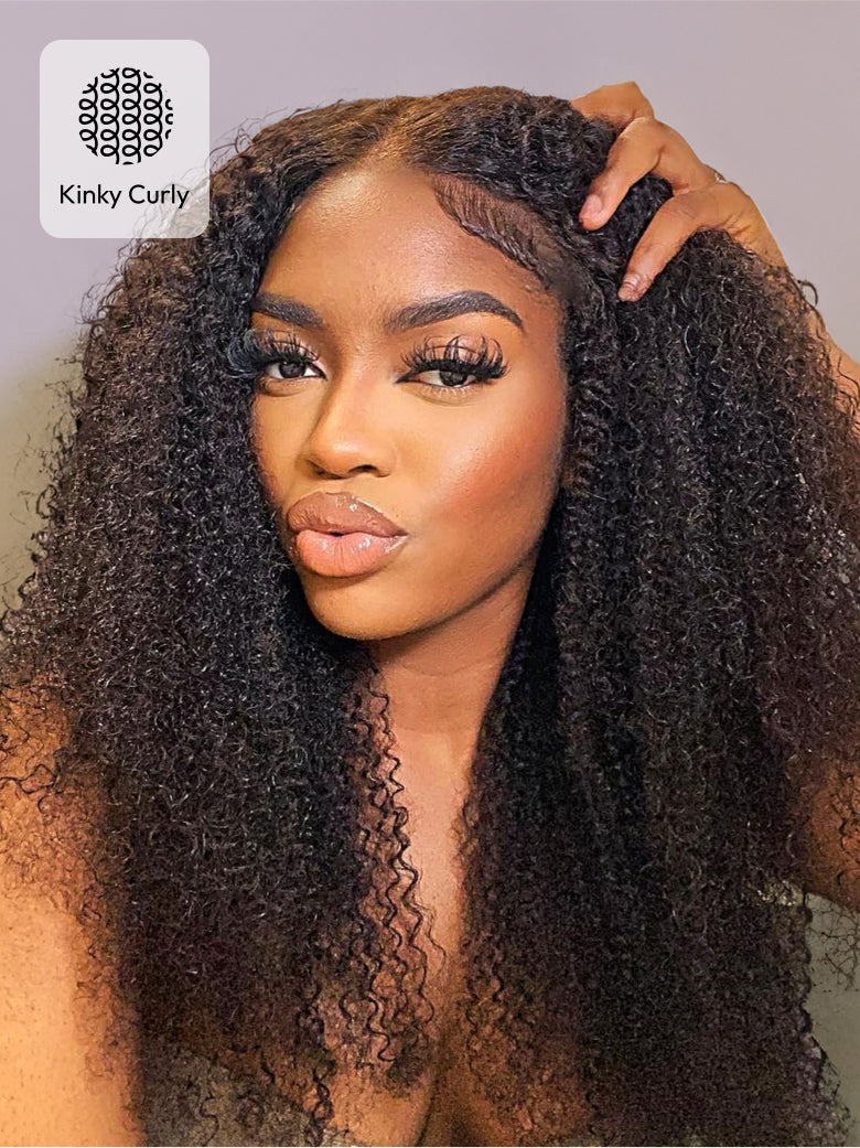 Beme 13x0.5 T Mid Part Black & Reddish Brown Jerry&Kinky Curly Wig With 100% Human Hair