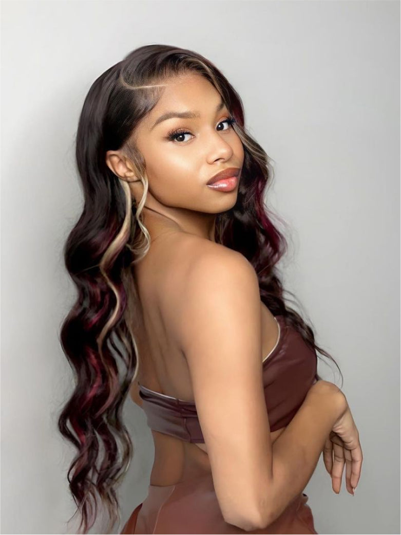 Beme Glueluess Plus 13x4 Ruby Highlight Body Wave Wig | 100% Human Hair