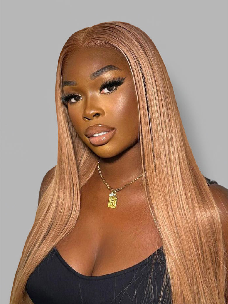 Beme Pre everything 7x5 Honey Blonde & Burgundy Straight Wig With 100% Human Hair