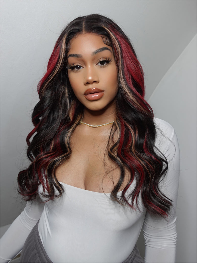 Beme Glueluess Plus 13x4 Ruby Highlight Body Wave Wig | 100% Human Hair