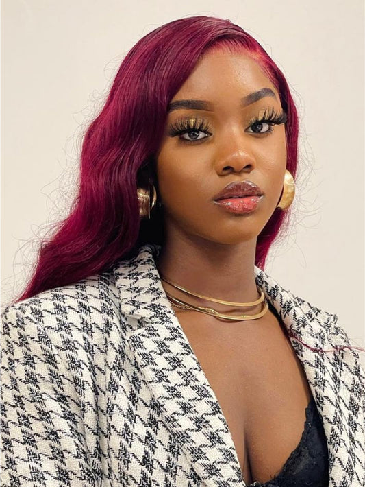 Beme 13x4 Glueless ReadyWear Burgundy Body Wave Wig 100% Human Hair