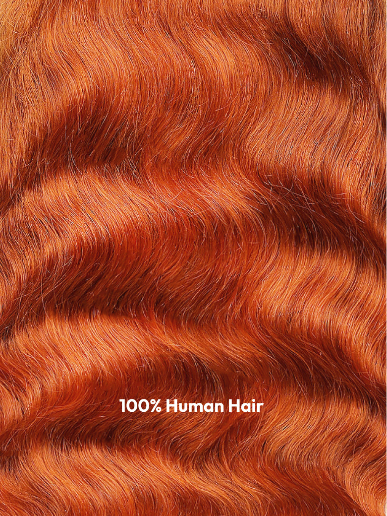 Beme  T Mid Part Ginger Body Wave Wig With 100% Human Hair