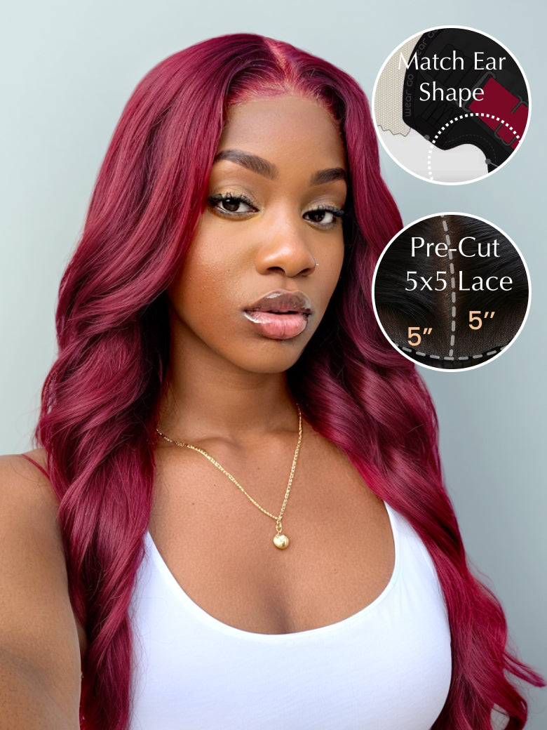 Beme Pre everything 5x5 Burgundy & Highlight & Blonde Body Wave Wig With 100% Human Hair