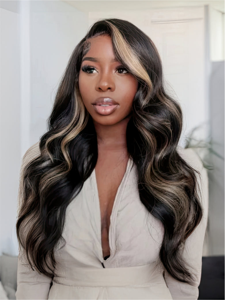 Beme Pre everything 7x5 Blonde Highlight Body Wave Wig With 100% Human Hair