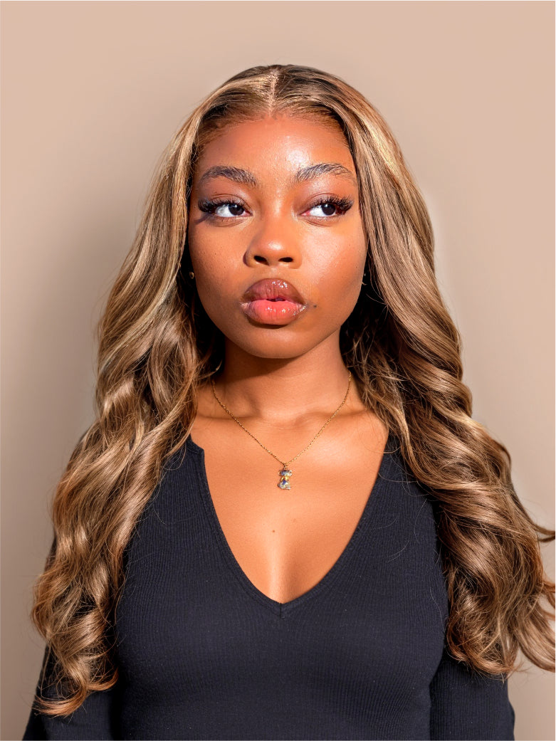 Beme Pre everything 7x5 Blonde & Highlight Body Wave Wig With 100% Human Hair