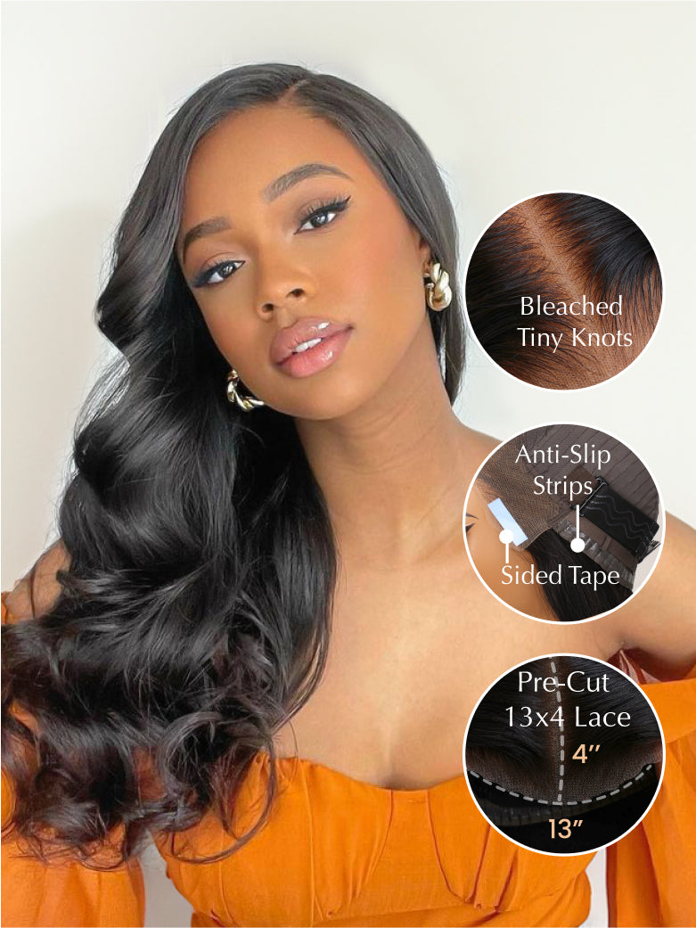 Beme Glueluess Plus 13x4 Black Body Wave Wig With 100% Human Hair