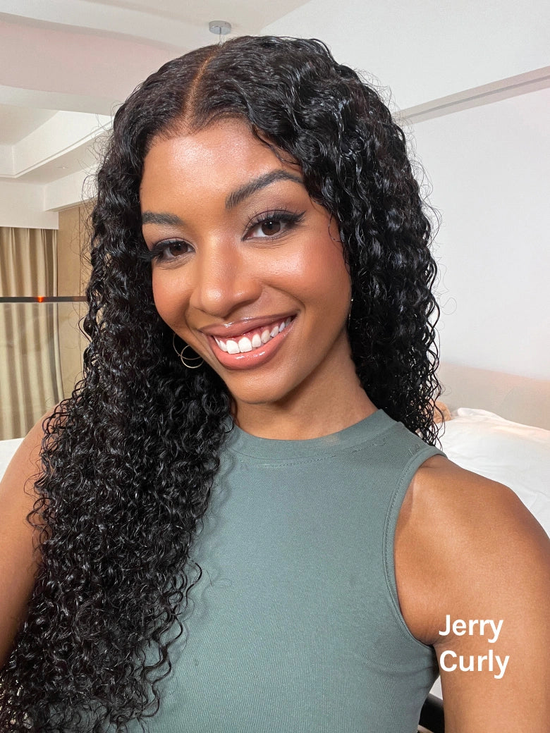 Beme Glueluess Plus 13x4 Natural Black Jerry&Kinky Curly Wig | 100% Human Hair