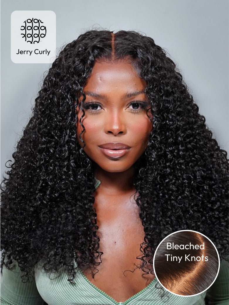 Beme 13x0.5 T Mid Part Black & Reddish Brown Jerry&Kinky Curly Wig With 100% Human Hair