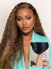13x4 Glueless Jerry Curly Wig | Blonde Highlights | Human Hair
