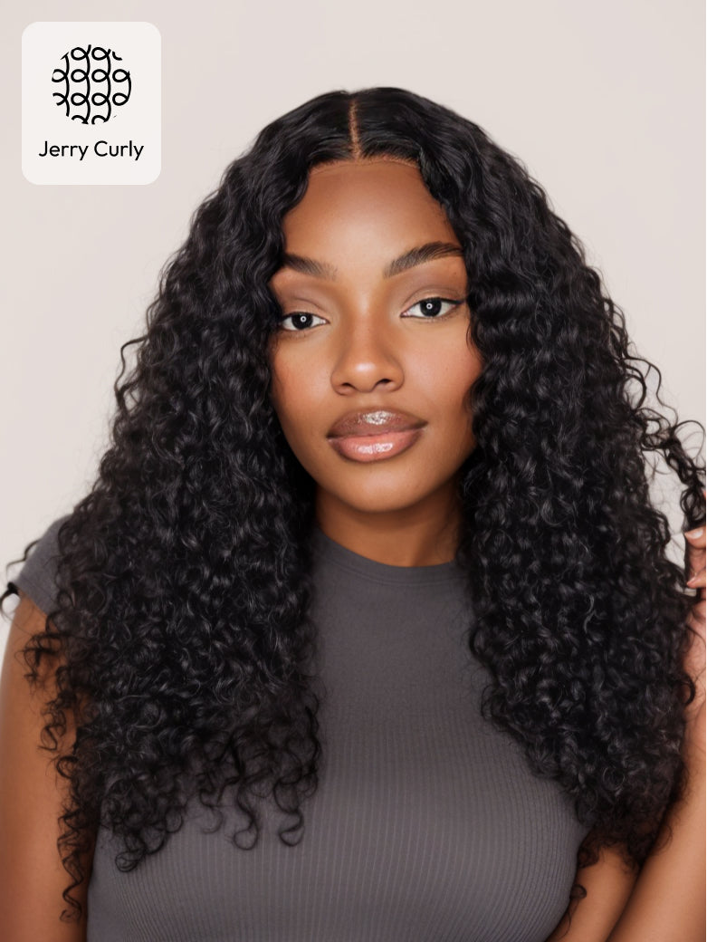 Beme Glueless Plus 5x5 Black&Reddish Brown Jerry&Kinky Curly Wig|100% Human Hair