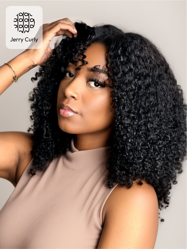 Beme Pre everything 7x5 Black&Reddish Brown Jerry&Kinky Curly Wig With 100% Human Hair