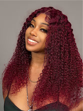 Beme Glueless ReadyWear 13x4 Burgundy Jerry Curly Wig 100% Human Hair