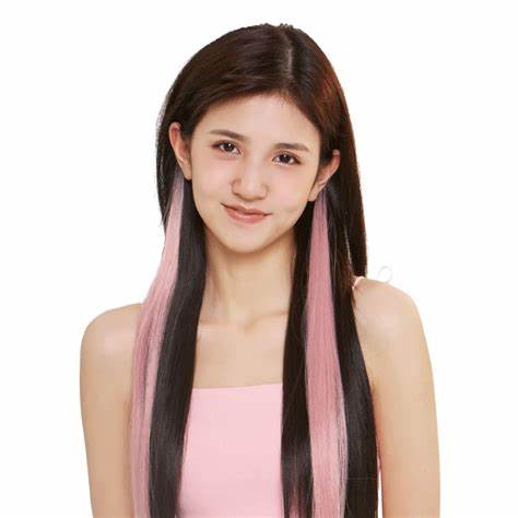 Colored hair extensions, designed for ear-hanging dye effects and highlight styles