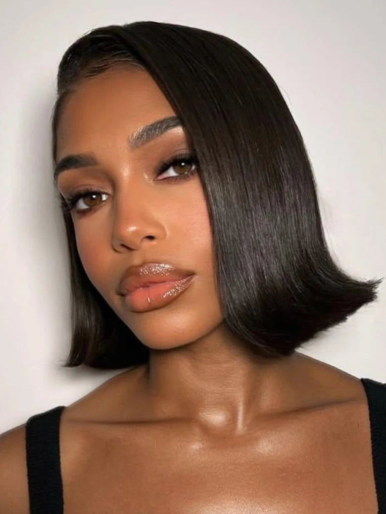 Beme Glueless ReadyWear 13x4 Natural Black Straight BOB Wig 100% Human Hair