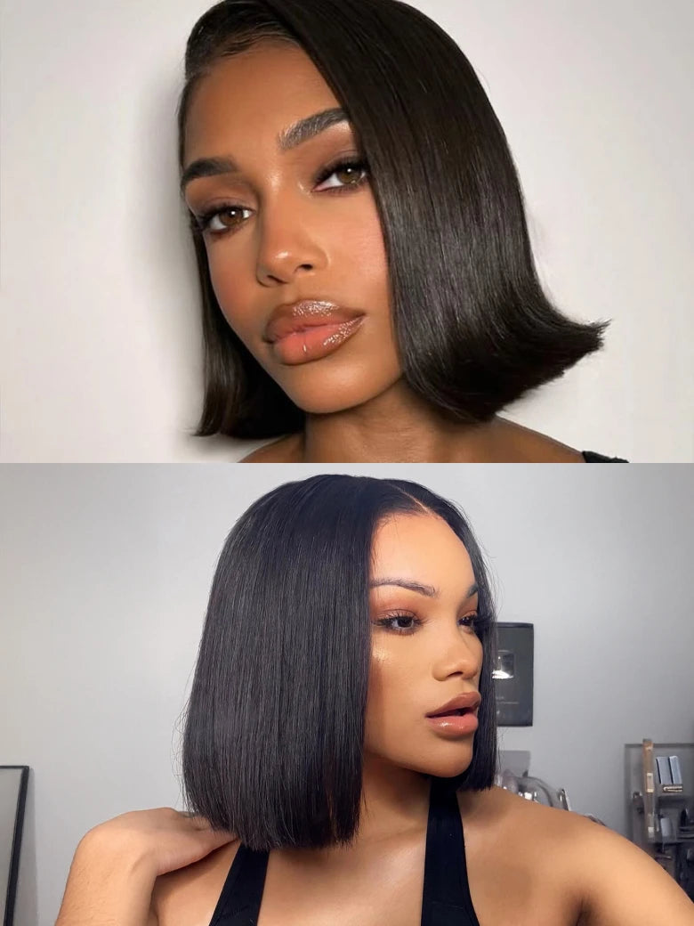 Beme Glueless ReadyWear 13x4 Natural Black Straight BOB Wig 100% Human Hair