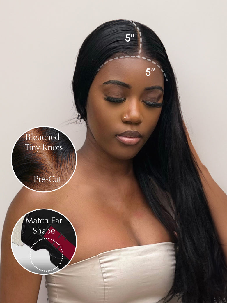 Beme Glueless Plus 5x5 Black Straight Wig With 100% Human Hair