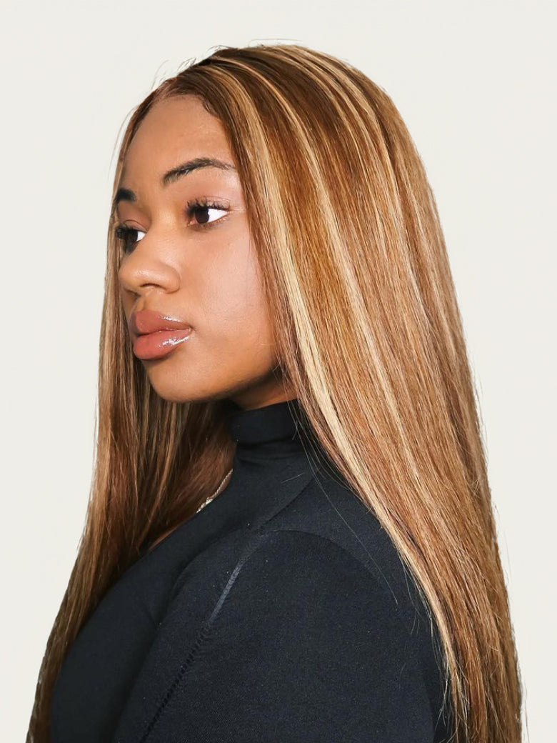 Beme Pre everything 7x5 Blonde Highlight Straight Wig With 100% Human Hair