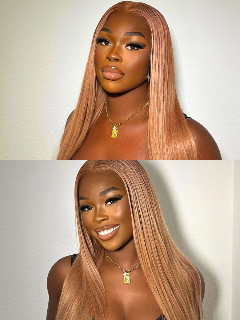 Beme Pre everything 7x5 Honey Blonde & Burgundy Straight Wig With 100% Human Hair