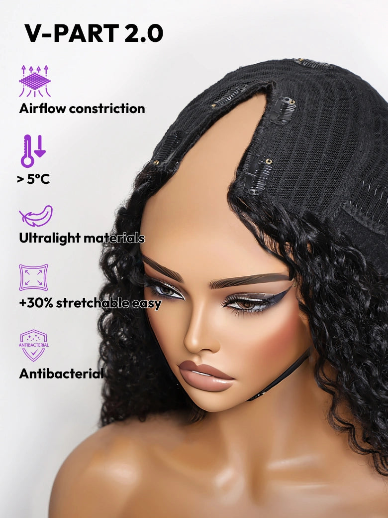 Beme V Part 2.0 Kinky Straight Glueless Wigs 100% Human hair