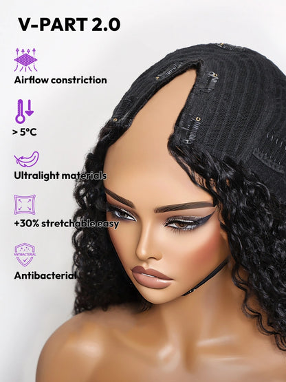 Beme V Part 2.0 Kinky Straight Glueless Wigs 100% Human hair