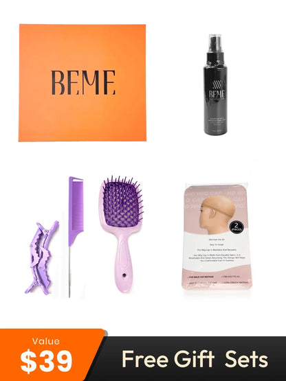 Beme V Part 2.0 Kinky Straight Glueless Wigs 100% Human hair