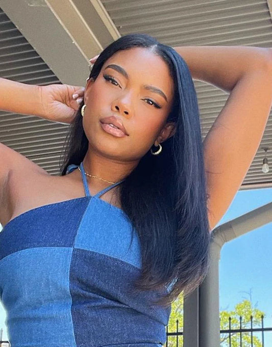 Beme V Part 2.0 Yaki Straight Glueless Natural Black Women Hair Wigs 100% Human Hair