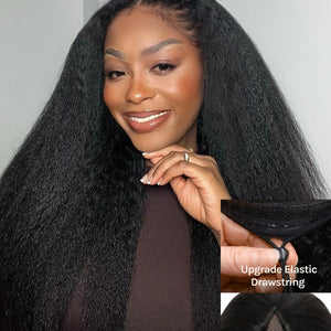 Beme V Part 2.0 Kinky Straight Glueless  Wigs100% Human hair and  Black Women natural hair