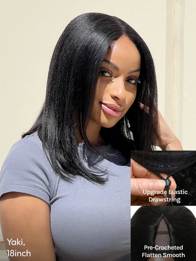 Beme V Part 2.0 Yaki Straight Glueless  Wigs Black Women natural hair