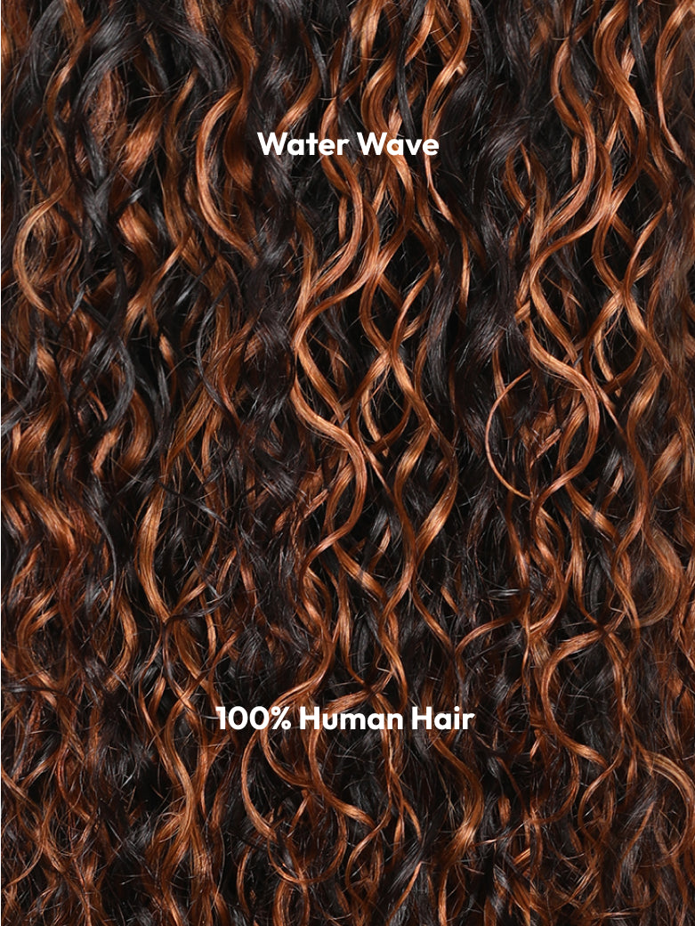 Beme 13x4 Brown&Blonde Highlights Water Wave Wig With 100% Human Hair