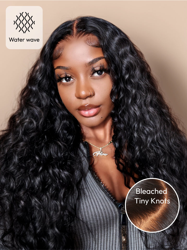 Beme 13x0.5 T Mid Part Black Water&Deep Wave Wig With 100% Human Hair