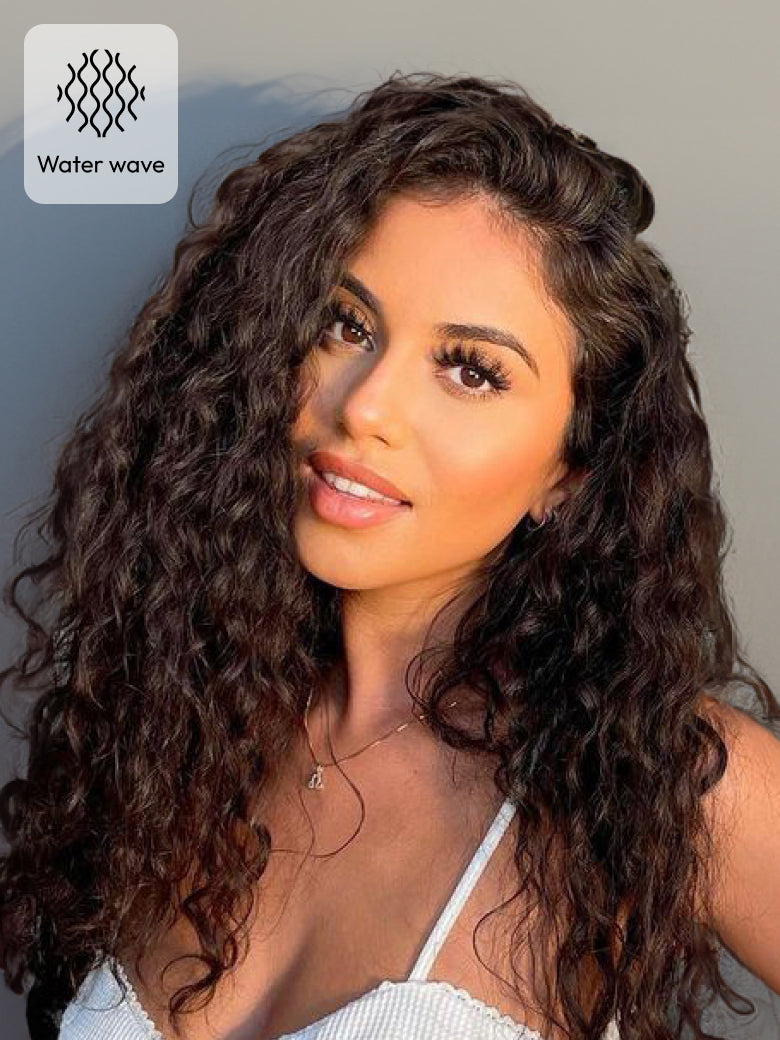 Beme Glueluess Plus 13x4 Black & Reddish Brown Water&Deep Wave Wig With 100% Human Hair