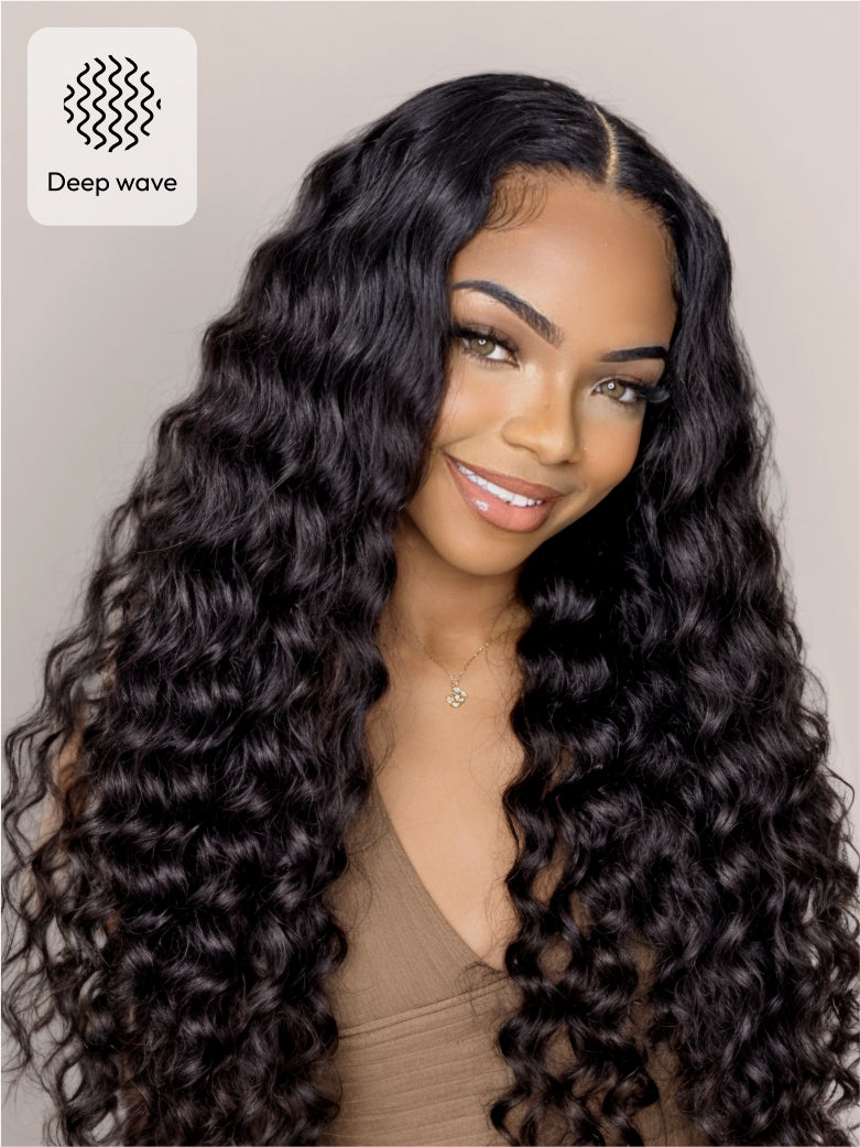 Beme Glueless Plus 5x5 Black&Blonde Highlight Water&Deep Wave Wig With 100% Human Hair