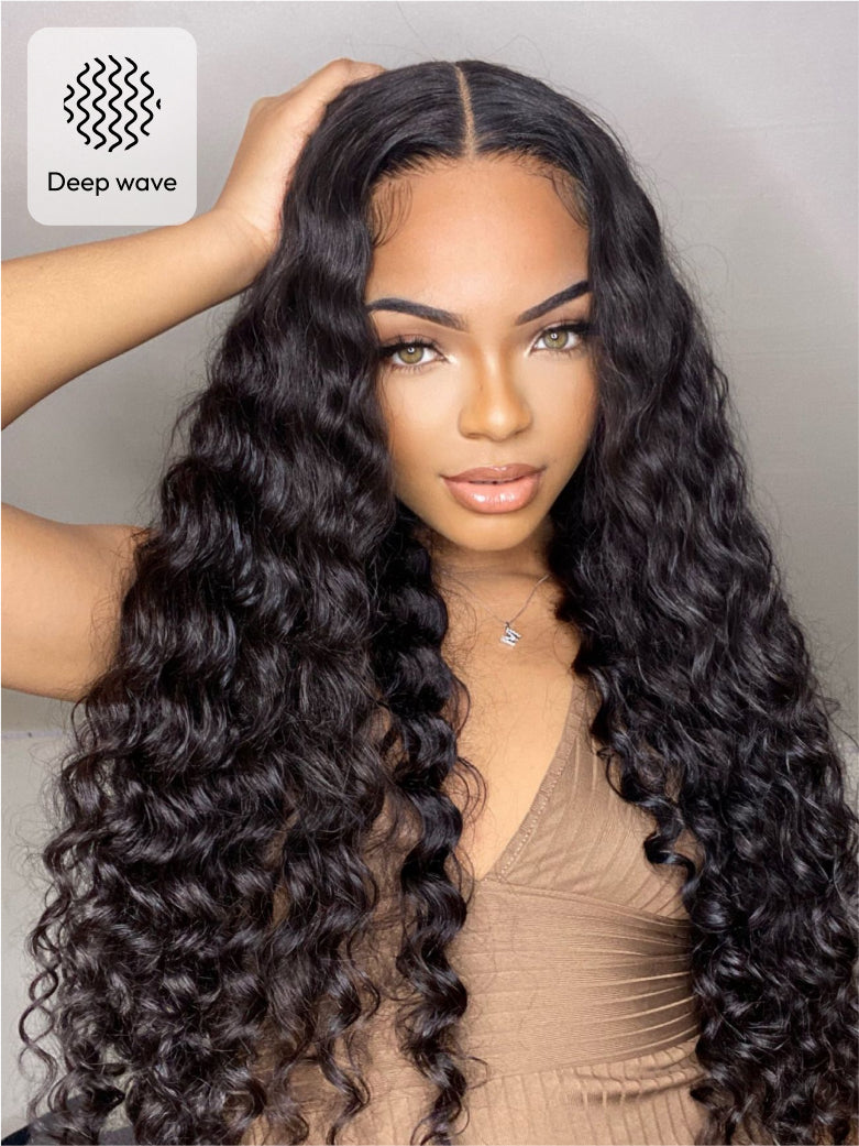 Beme Glueless Plus 5x5 Black&Blonde Highlight Water&Deep Wave Wig With 100% Human Hair