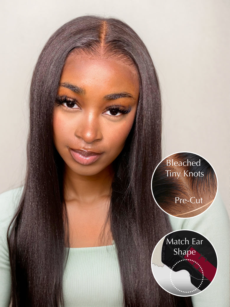 Beme Pre everything 7x5 Natural Black Yaki Straight Wig With 100% Human Hair