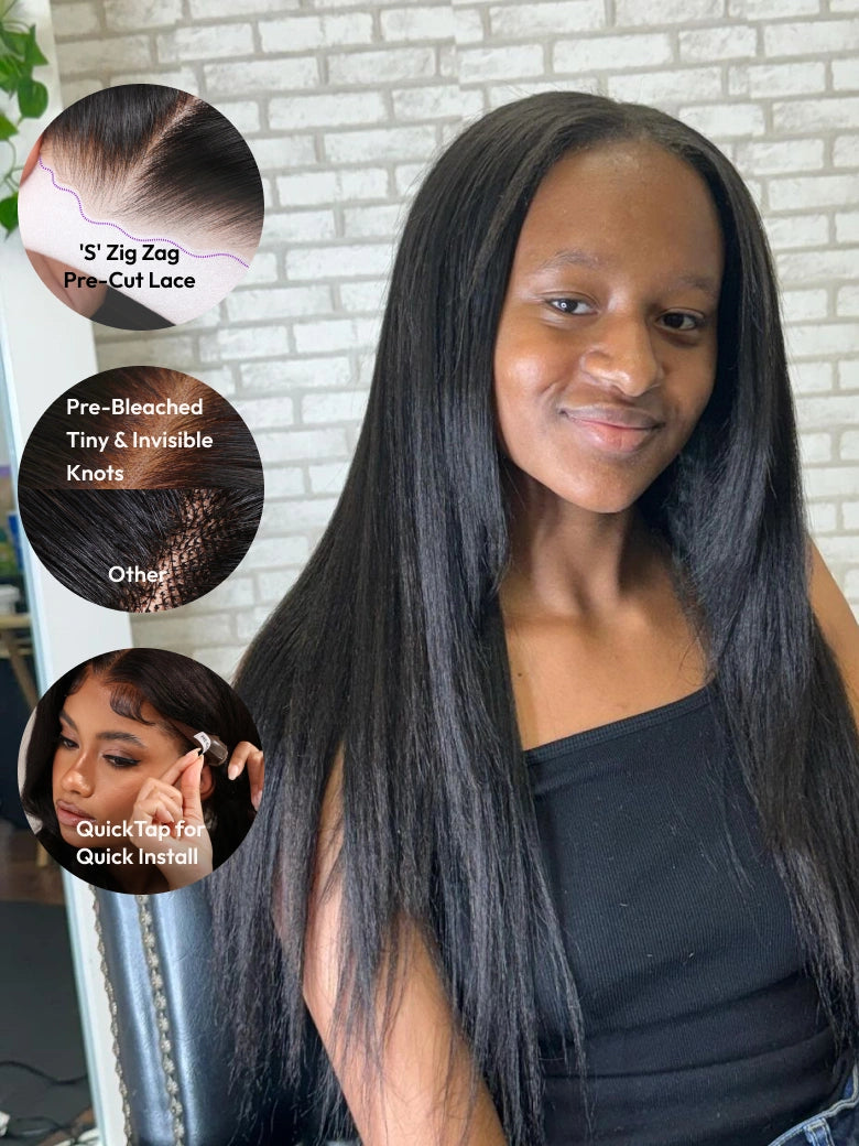 Beme Glueless Plus  Pre everything 13x4 Yaki/Kinky Straight Wig | 100% Human Hair