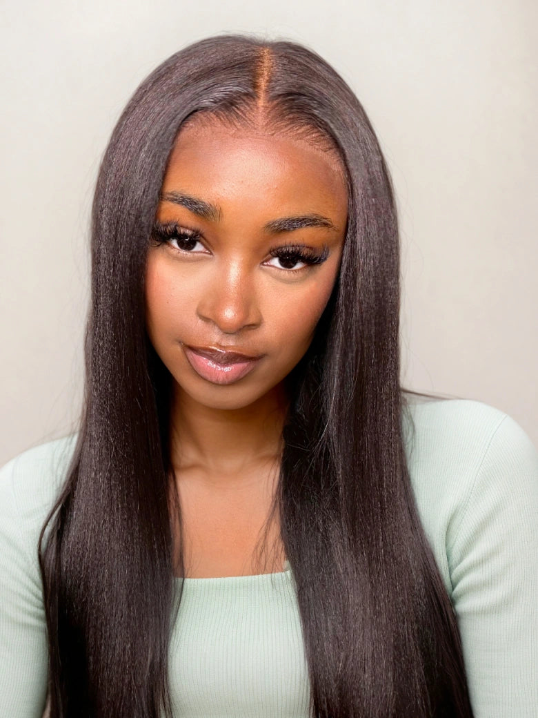 Beme Glueless Plus  Pre everything 13x4 Yaki/Kinky Straight Wig | 100% Human Hair