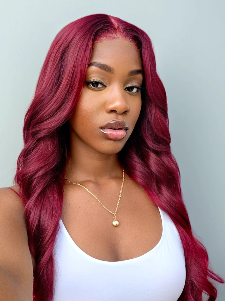 Beme 13x4 Glueless ReadyWear Burgundy Body Wave Wig 100% Human Hair