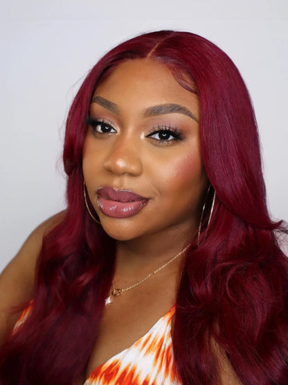 Beme 13x4 Glueless ReadyWear Burgundy Body Wave Wig 100% Human Hair