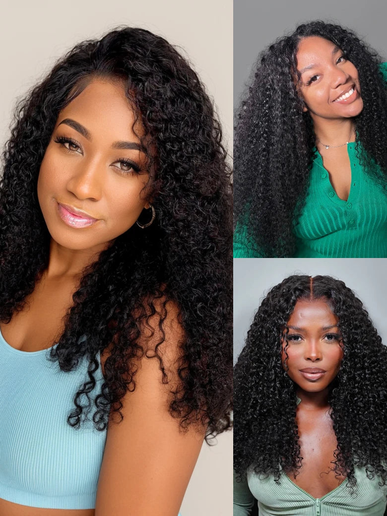 Beme Glueless ReadyWear 13x4 Black Kinky Curly Wig 100% Human Hair