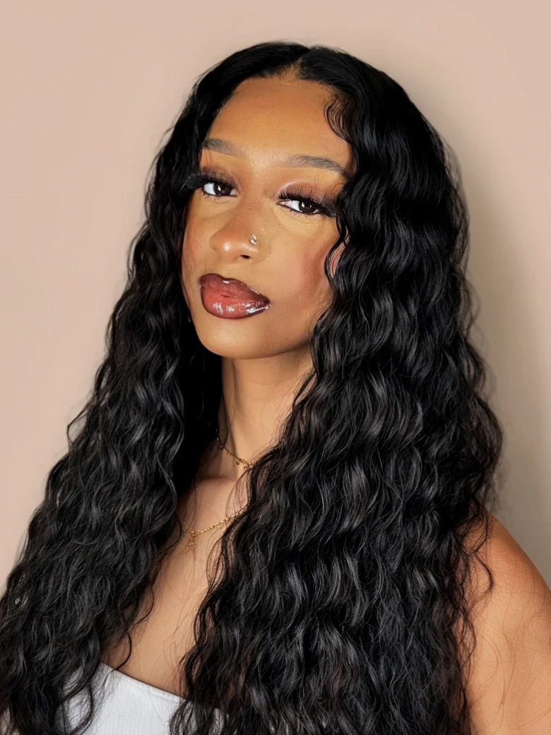 Beme 13x4 Glueless ReadyWear Black Water Wave Wig 100% Human Hair